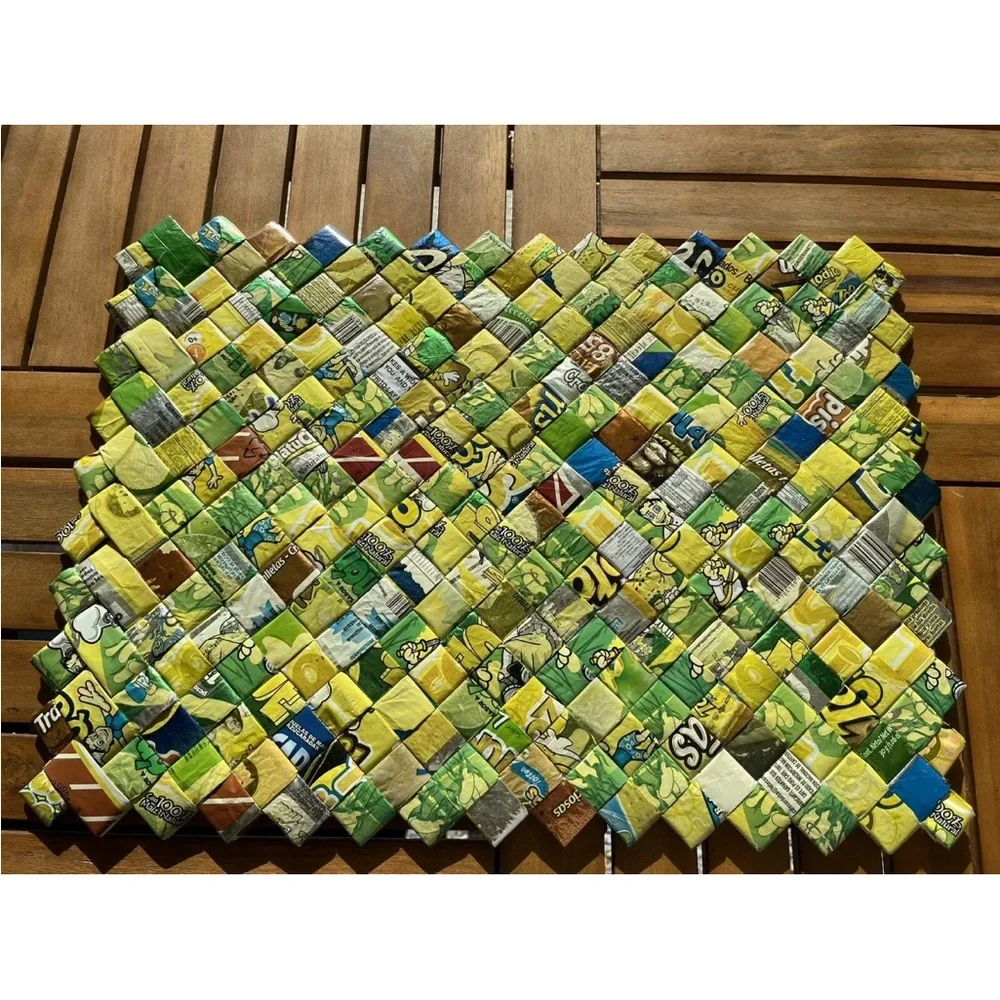 Braided Candy Wrapper Placemats Breakfast Lunch Dinner Set Of 4 Handmade